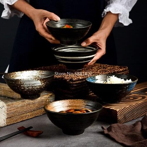 New Japanese Style Simple Ceramic Bowl 5inch Noodle Soup Bowl Creative Household Tableware Rice Bowl Commercial Speaker RiceBowl
