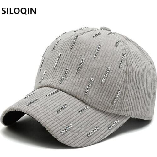 SILOQIN Novelty Baseball Caps For Women Winter Corduroy Warm Fashion Trend Personality Hip Hop Hat Adjustable Size Sports Cap