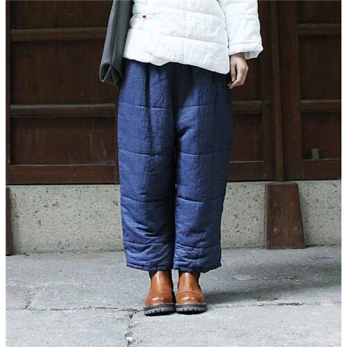 New winter Jeans wide trousers Literature and Retro Warm and Comfortable Cotton-clipped cowboy Broad-legged Pants top quality