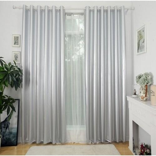 Sliver Solid Color High Blackout Insulated Curtains with Shade Cloth Insulated Fabric Curtain for Home Living Room Window Decor