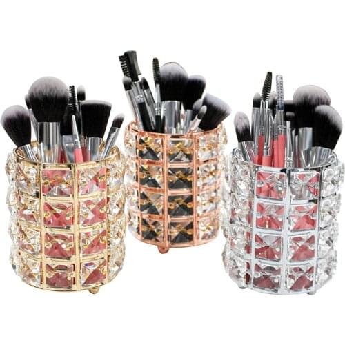 New Arrival Gold/Silver Makeup Brush Organizer High Quality Jewelry Storage Box Pen/Pencil Cosmetic Brush Holder Case