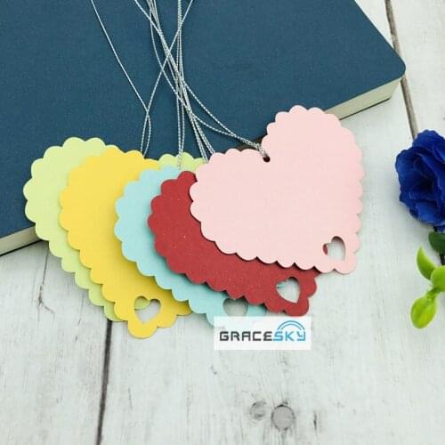 50pcs free shipping Laser Cut Love Heart Wish Cards Hang Tag Message Cards Wedding Birthday Party Decoration Book Marks