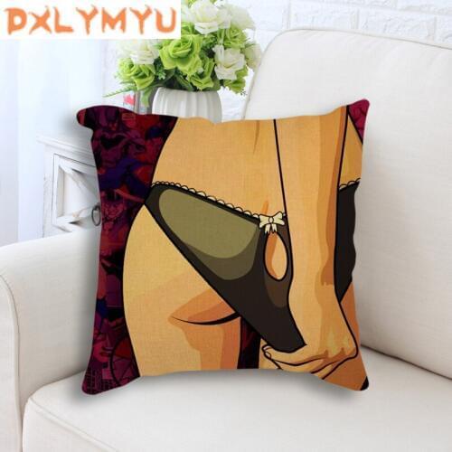 Couch Cushion Vintage Poster Sexy Cool Anime Girls Print Cushion Home Decorative Pillows Cotton Linen 45x45cm Seat Back Cushion