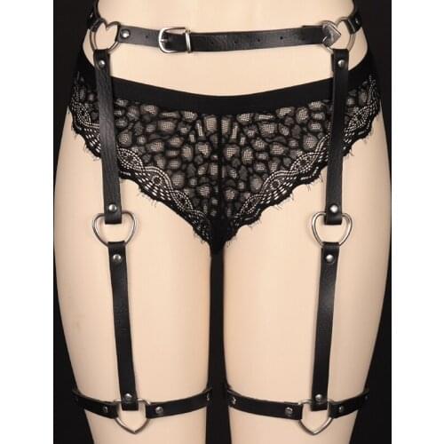 Sexy Rock Bar Punk Garter Belt Leg Ring Harajuku Thigh Harness Stockings Garter Leather Vintage Suspenders Women BDSM Costume