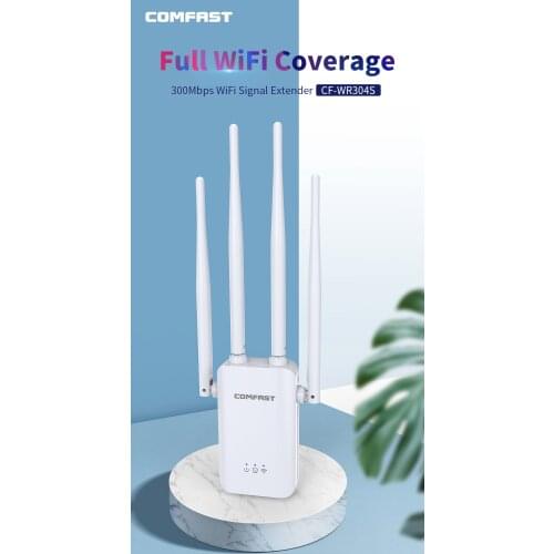 Home Wifi Repeater Eu Plug 300Mbps 2.4Ghz Wireless Router Extender House Network With 4 Antenna RJ45 Port 11N Signal Booster