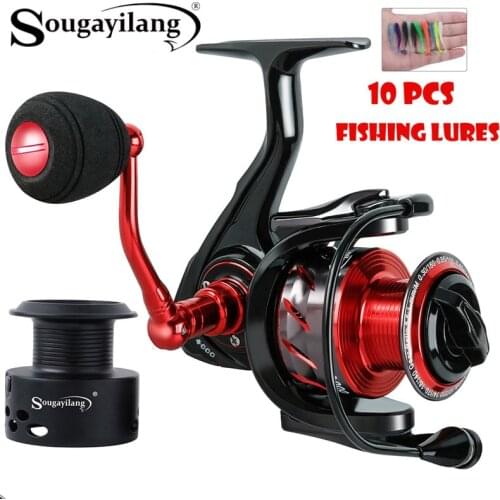 Sougayilang 5.1:1/5.5:1 Fishing Reel 13+1BB Metal Spool Fishing Wheel with Spare Spool for Saltwater Max 8kg Fishing Tackle Tool