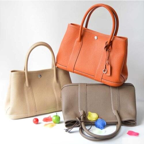 Genuine Leather Handbags Simple Real Cow Leather Litchi Grain Women Bags Fashion Large Purse Vintage Shoulder Bag Garden Bag