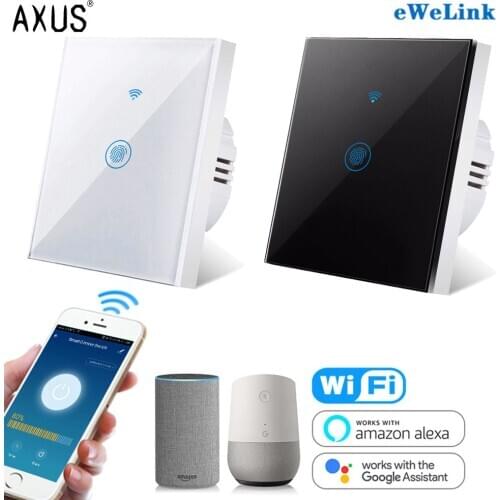 AXUS 220V Smart Life Wireless Wall Switch WiFi Smart Light Touch Switch EU Standard Alexa Google Home ewelink 1/2/3 Gang 1 Way