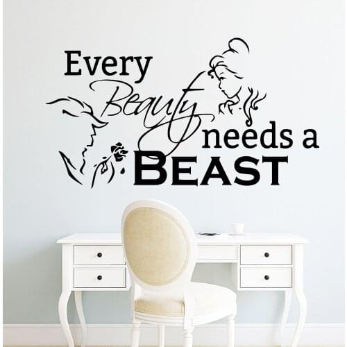 New Desgin Beauty And The Beast Vinyl Wall Stickers Decals For beauty salon Room Decoration Wall Decor Stickers on the wall