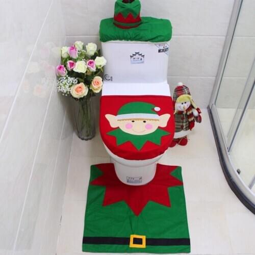 Christmas Santa Claus Cloth Toilet Seat Cover Bathroom Mat Toilet Cover Toilet Floor Mat
