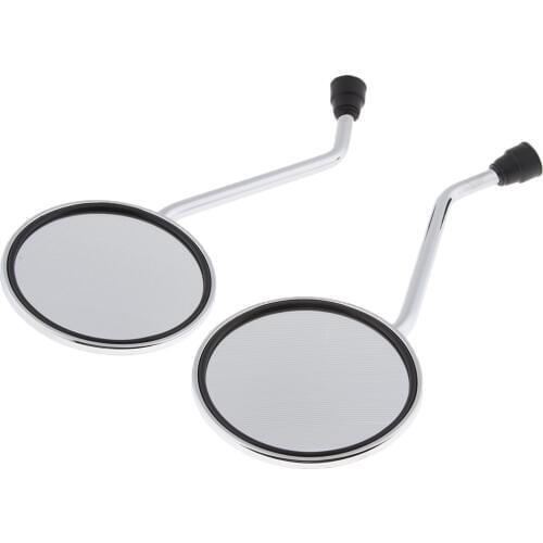 1 Pair Chrome Motorcycle Handlebar Round Rear View Side Mirror 10mm