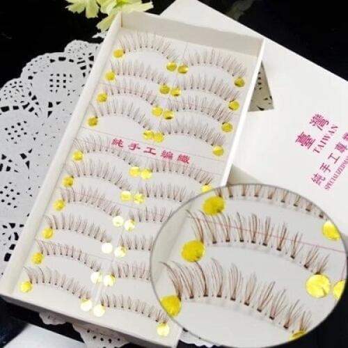 2016 Handmade Long Thick 1Pack(10 Pairs) Thick False Eyelashes coffee Eyelash Lashes Voluminous Makeup Tail Winged Free Shipping