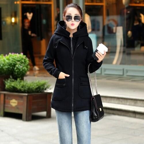 2XL-6XL (bust 127cm) Large size women sweatshirts in the long style thick plus velvet warm jacket slim ladys hooded winter coat