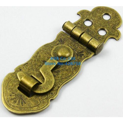 5 Antique Brass Decorative Hasp Jewelry Box Hasp Lock Latch 23x73mm with Screws