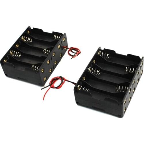 500pcs/lot MasterFire 10 AA 2A Batteries 15V Clip Holder Storage Box Case With Wire Lead Black Plastic Battery Storage Organizer