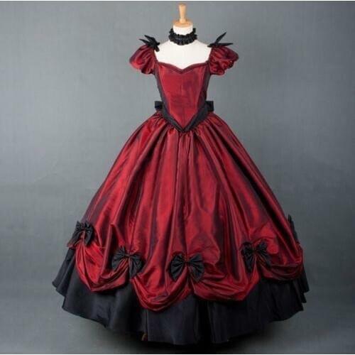 5XL Gothic Lady Victorian Lace Lolita Swing Dress Halloween Cosplay Prom 4Colors Plus Size