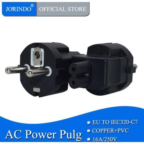 JORINDO EU TO IEC320 C7 AC power adapter,German Standard 2 prong to 8 Figure 2 hole, Used to connect laptop power adapter,4.8MM
