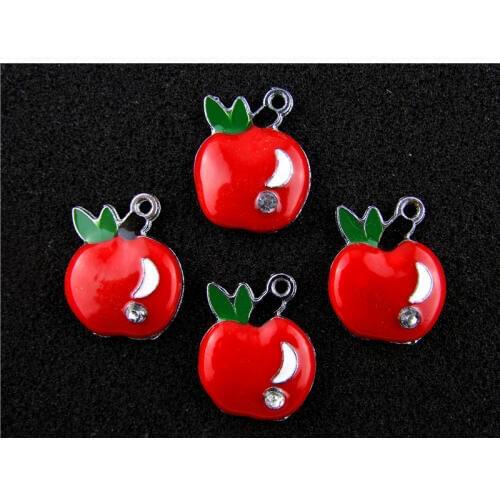 AE643 Mix Color 100Pcs Alloy Metal Enamel Apple Charms Pendant 25x20mm bead