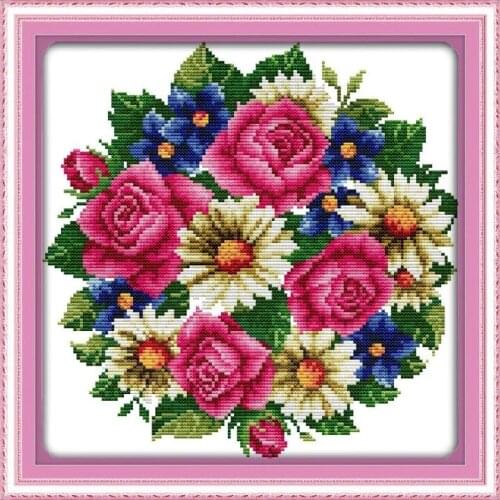 Free All flowers bloom together-rose DIY Needlework Patchwork DMC Cross Stitch Kits for Embroidery Knitting Needles crafts hobby