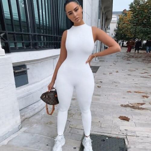 Spring Sleeveless Sports Wear Slim Jumpsuit Women High Waitst Skinny Sexy Playsuit Female Fitness Rompers Overalls Lady WF130