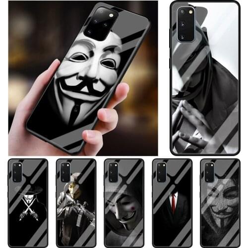 Phone Case for Samsung Galaxy S20 FE S21 Ultra 5G S10 S8 S9 S10 S20 S21 Plus Tempered Glass Cover Coque Anonymous
