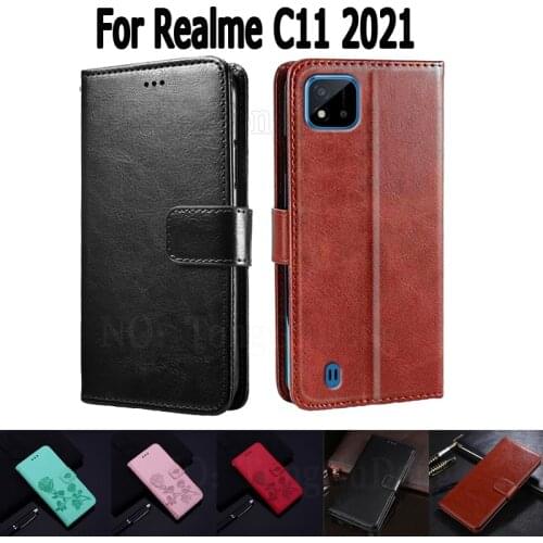 Wallet Case For Realme C11 2021 Cover Etui Flip Stand Leather Book Funda On Realme C 11 Magnetic Card Phone Case Hoesje Capa Bag