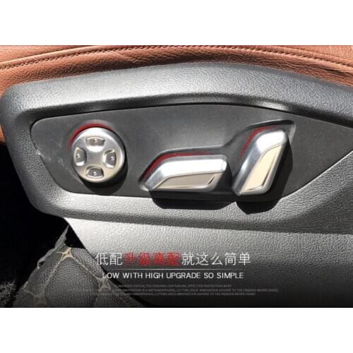 For Audi Q7 2016 6PCS Luxurious Matte Silver ABS Chrome Seat Adjustment Knob Button Switch Cover Trim Car Styling Accessories