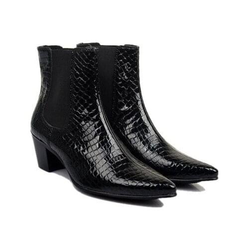 Men Real Leather High Heels cowhide Martin Boots Spring Autumn Comfortable Black Fashion Ankle Boots Men England Style High Top