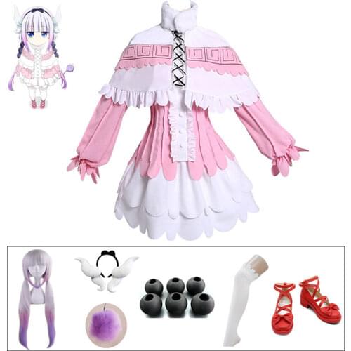 DUOUP Kanna Cosplay Japanese Anime Kobayashis Dragon Maid Kamui Kanna Cosplay Costume Halloween Party Kawai Womenswear Costumes