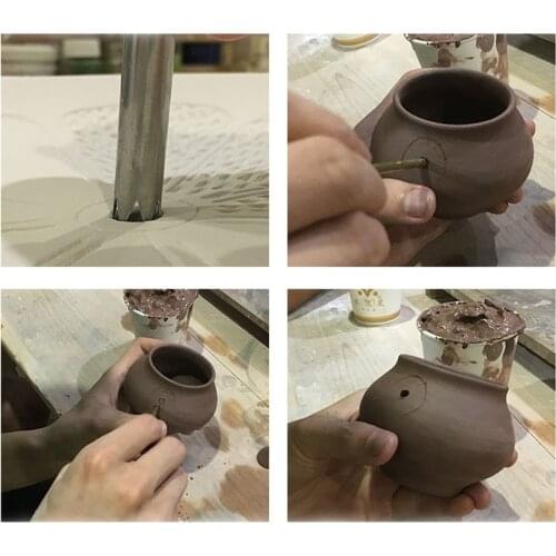 Hole Punch Pottery Tools Crafts Stainless Steel Band Sawtooth Bottom Hole Potters Ceramic Clay Polymer Scraping Modelling Tool