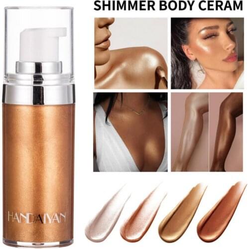 HANDAIYAN 4 Colors 60ml Metallic Liquid Face Body Illuminator Shine Highlighter Makeup Palette Bronzer Liquid Makeup