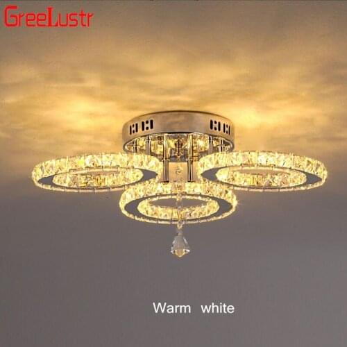 Modern Crystal Rings Ceiling Chandelier Lights Silver Crystal Led Plafonnier for Bedroom Kitchen Ceiling Lamp Lustre