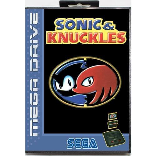 Sega MD games card - Sonic & Knuckles with box for Sega MegaDrive Video Game Console 16 bit MD card