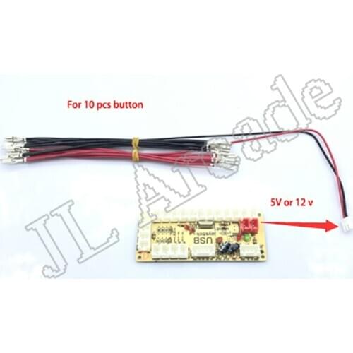 JL Arcade LED push button cable 5V/ 12v led lamp cable 2.8mm & 6.3mm terminal and 2Pin wire harness