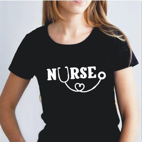 Nurse Letter Print Womens T-Shirt Cotton Casual Harajuku Tee Shirt Femme Summer Street New Plus Size Round Neck T Shirts Tops