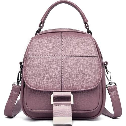 Fashion Designer Womens Backpack Multifunctional PU Leather Backpack Solid Color Stitching School Bags Ladies Travel Backpacks