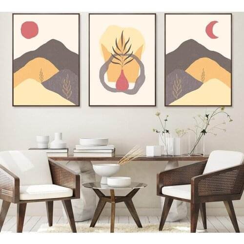 Boho Trendy Landscape Poster Mountain Sun Moon Wall Art Canvas Painting Modern Print Picture Interior Living Room Decoretion