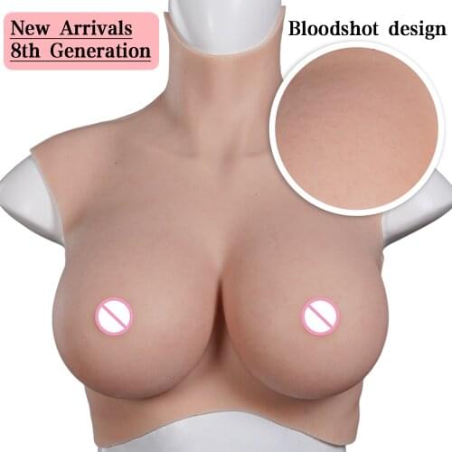 U-Charmmore Oil-Free Silicone Fake Boobs With Bloodshot Realistic Breast Forms Tits For Crossdresser Drag Queen Sissy Boy