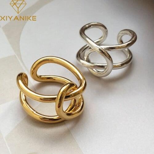 XIYANIKE New 925 Sterling Silver Multi-level Knotted Hollow Ring For Women Retro Temperament Fashion Gorgeous Jewelry Wholesale