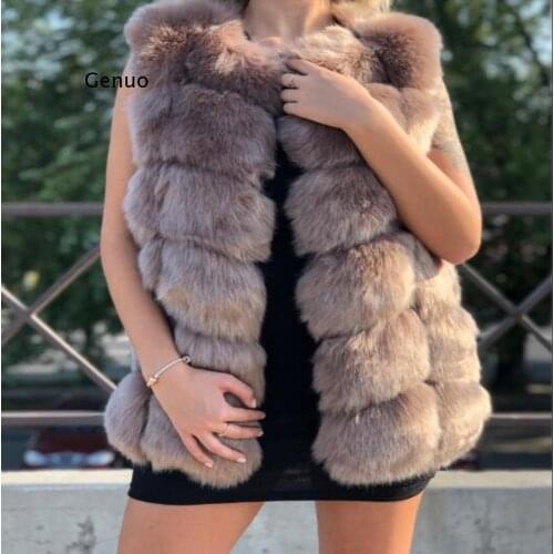 New Women Import Faux Fox Fur Silver Vest Coat Warm Fur Vest Jacket High-Grade Faux Fur Vest Womens Winter Coat Outwear