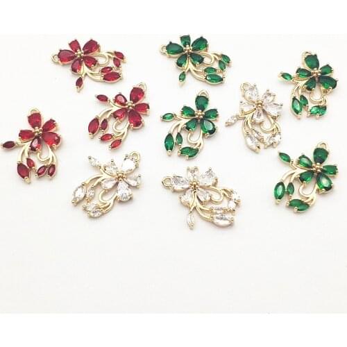 New Arrival! 24x17mm 30pcs Cubic Zirconia Flower Shape Charm for Handmade Jewelry Earring DIY Parts,Jewelry Accessories Findings