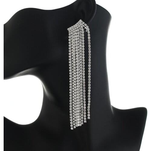 New Fashion Rhinestone Tassel Earrings Female Large Tassel Claw Chain Long Earrings Jewelry Sexy Girl Earrings E760