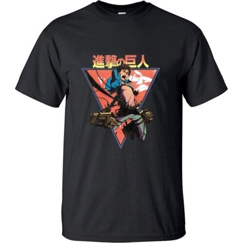 Attack On Titan Japanese Anime Eren Jaeger Casual T Shirt Printed Short Sleeve Tshirts Vintage Cool Top Men Cotton Fitted Tshirt