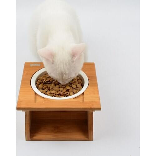 Pet supplies Cat solid wood dining table bowl cat bowl table