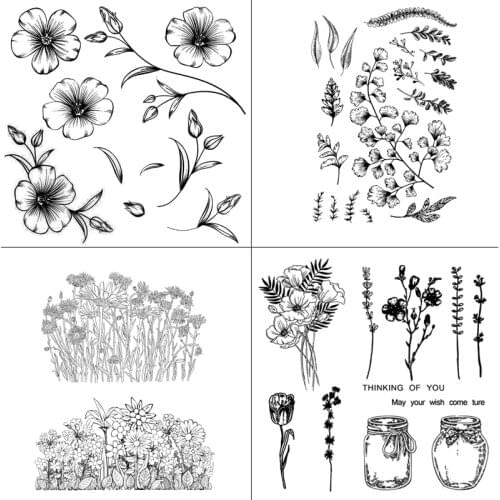 DABOXIBO Flower Sketch Clear Stamps Mold For DIY Scrapbooking Cards Making Decorate Crafts 2021 NEW Arrival