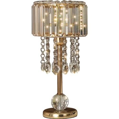 Modern Crystal Bedroom Table Lamps Luxury Crystal Wedding Bedside Crystal Chrome Living Room Table Light Study Room Desk Lamp