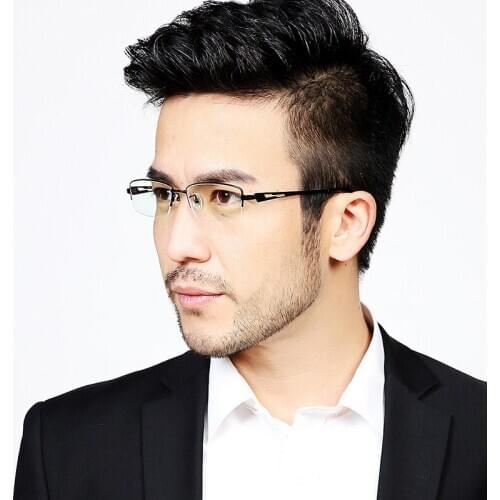 Veshion Titanium Glasses Frame Men Square Spectacle Frames Half Rim Eyeglasses Transparent Clear Lens Ultra-light Prescription