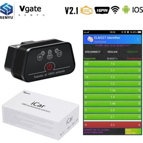 Vgate iCar2 ELM327 V2.1 OBD2 Wifi Bluetooth Scanner elm 327 V2.1 for Android/IOS OBD2 Car Auto Diagnostic tool VS ELM 327 V1.5