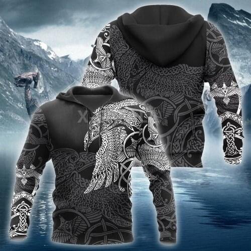 Viking Odin Munin Tattoo 3D Print Size XS-7XL Hoodie Man Women Harajuku Outwear Zipper Pullover Sweatshirt Casual Unisex-1