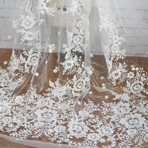 Upscale European and American beaded sequined rose embroidered lace fabric DIY bridal veil dress cloth accessories